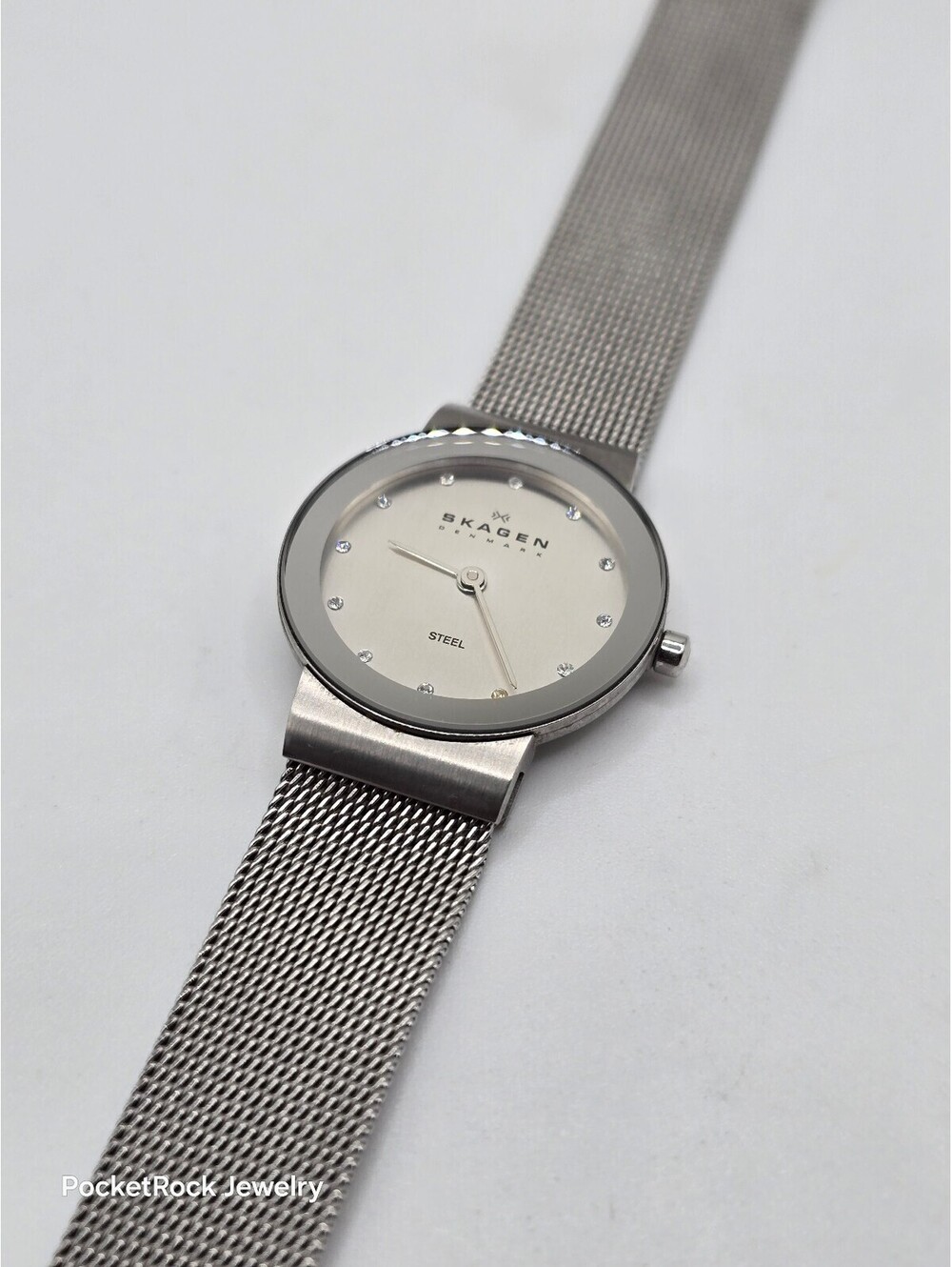 Skagen Women’s Quartz Analog Diamond Markers Silver Dial Stainless Mesh Band